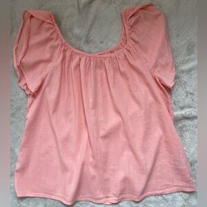 GAP Pink Off-Shoulder Elastic Flutter Sleeve Tunic Size S